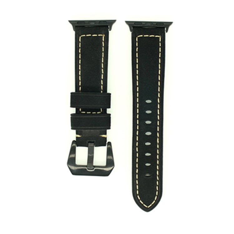 Vintage Echtlederarmband Für Apple Watch Serie 3/2/1 42mm - Matt-schwarz-2