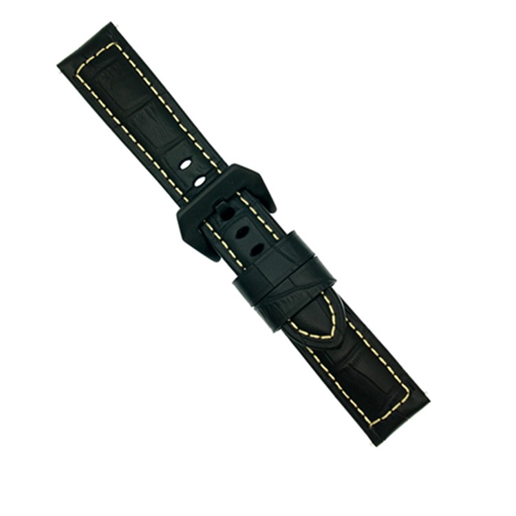 For Apple Watch Series 4 44mm, Series 3 / 2 / 1 42mm Retro Genuine Leather Watch Band - Crocodile Texture/Black-2
