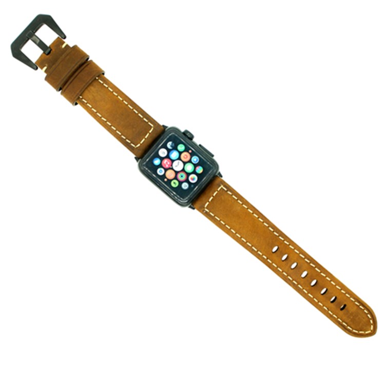 Vintage Genuine Leather Watch Wristband for Apple Watch Series 4 44mm, Series 3 / 2 / 1 42mm - Brown-4