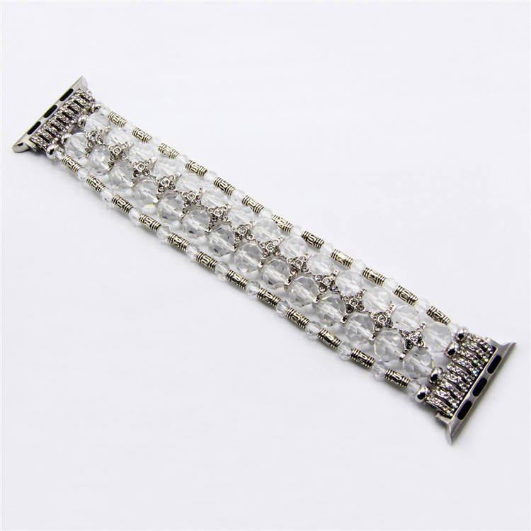 

Imitation Pearl Decor Smart Watch Band Strap for Apple Watch Series 4 40mm, Series 3 / 2 / 1 38mm - White