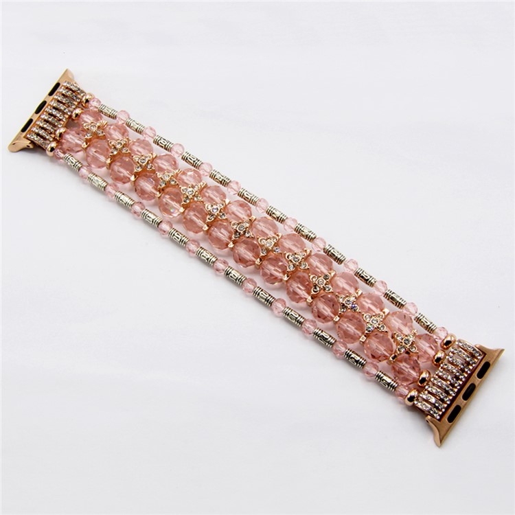 

Imitation Pearl Decor Watch Strap Replacement for Apple Watch Series 4 40mm, Series 3 / 2 / 1 38mm - Pink