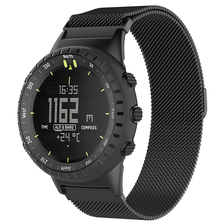 Magnetic Milanese Metal Watch Band for Suunto Core All Black with Installation Tools - Black-2
