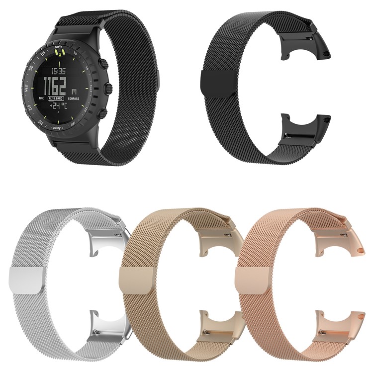 Magnetic Milanese Metal Watch Band for Suunto Core All Black with Installation Tools - Black-5