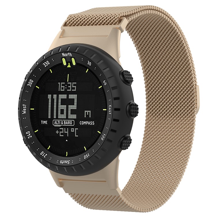 Magnetic Milanese Metal Watch Strap for Suunto Core All Black with Installation Tools - Gold-2