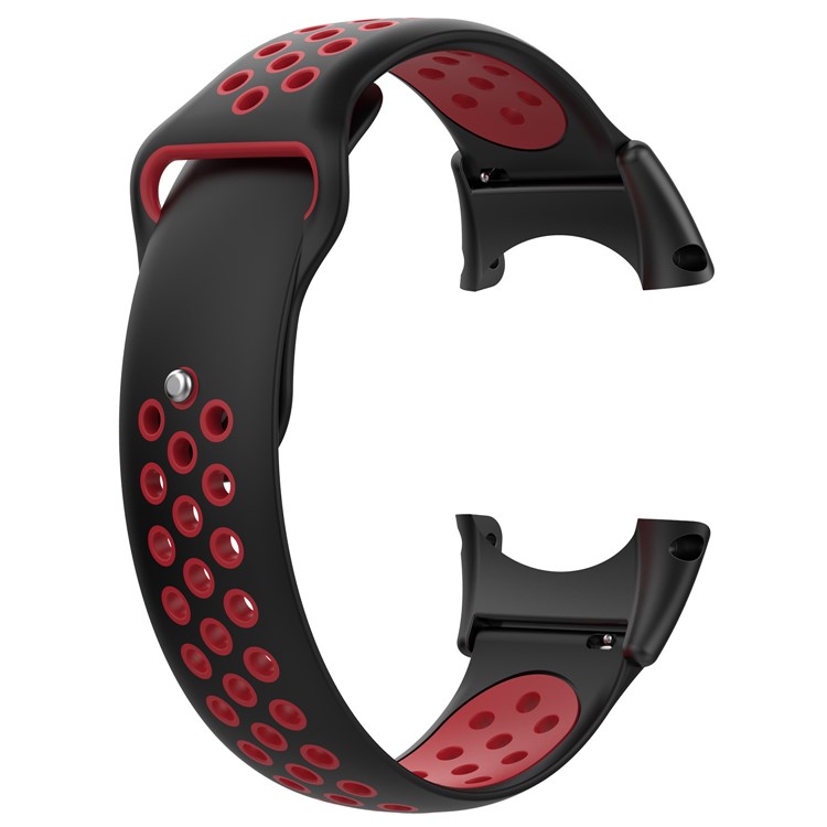 Hohl Zweifarbige Silikonuhr Sportband Für Suunto Core Ganz Schwarz Mit Montagewerkzeug - Schwarz / Rot-3