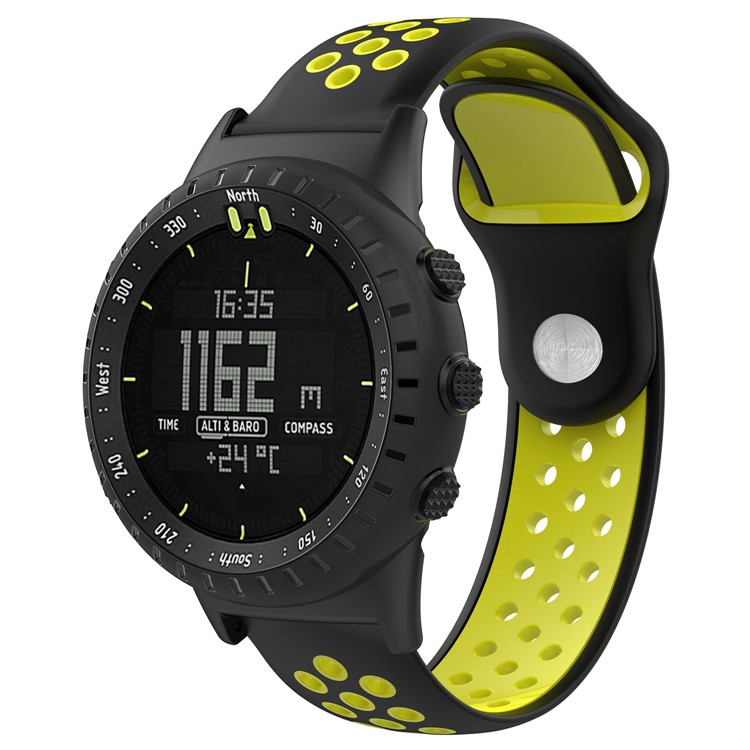 Hollow Two-tone Silicone Watch Wrist Strap for Suunto Core All Black with Installation Tools - Black / Green-2