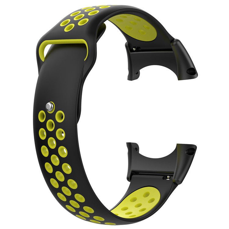 Hollow Two-tone Silicone Watch Wrist Strap for Suunto Core All Black with Installation Tools - Black / Green-3