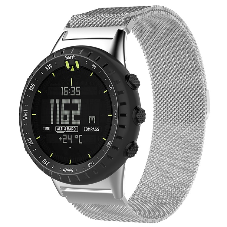 Magnetic Milanese Metal Watchband Strap for Suunto Core All Black with Installation Tools - Silver-2