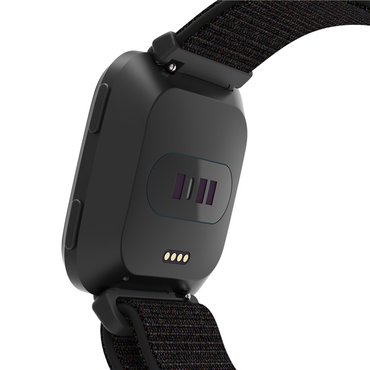 Velcro Closure Nylon Watch Band Replacement for Fitbit Versa - Matte Black-12