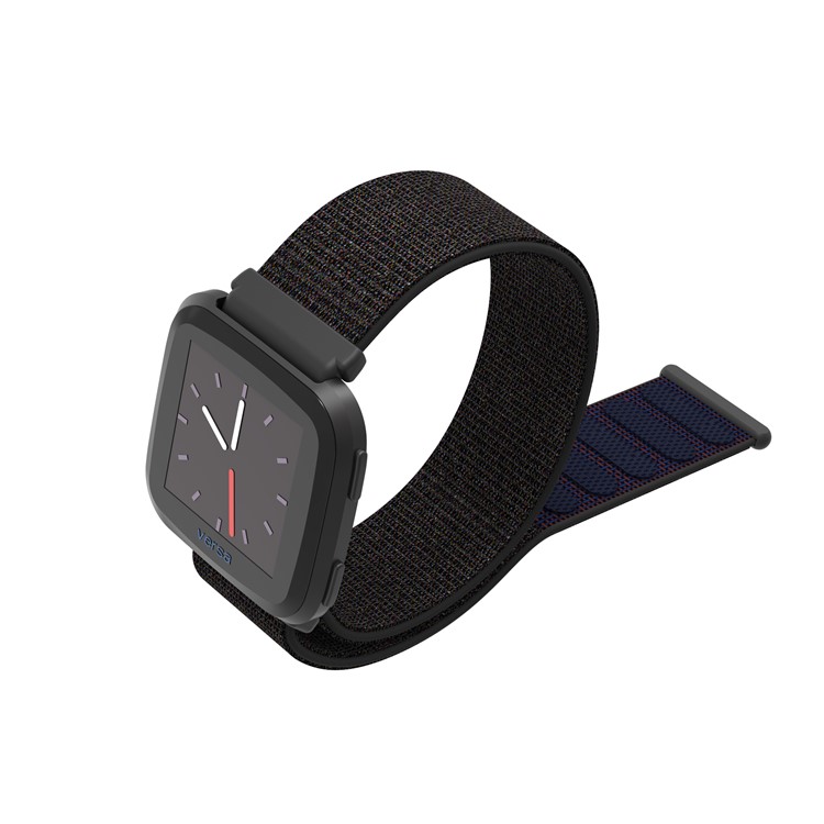Velcro Closure Nylon Watch Band Replacement for Fitbit Versa - Matte Black-13