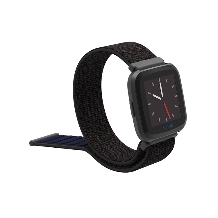 Velcro Closure Nylon Watch Band Replacement for Fitbit Versa - Matte Black-2