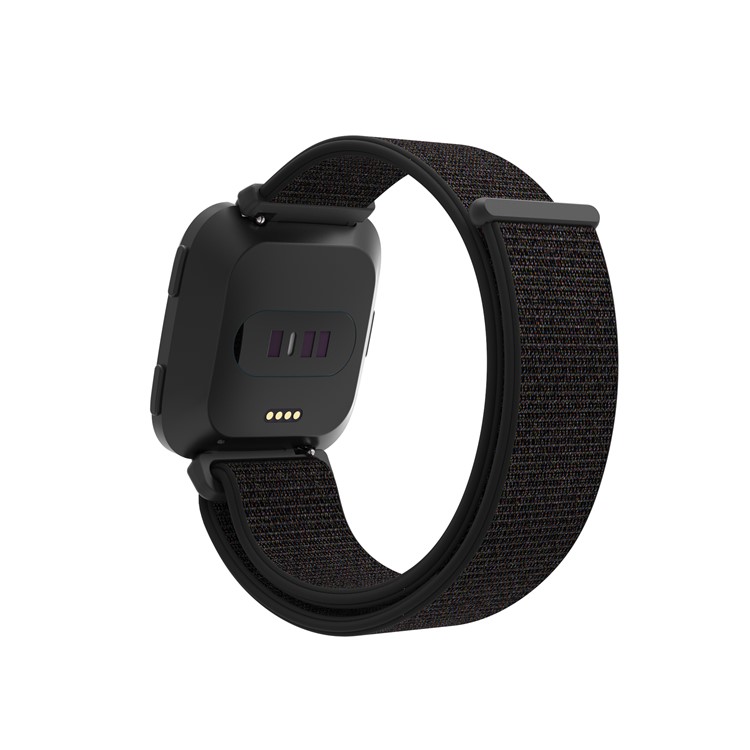Velcro Closure Nylon Watch Band Replacement for Fitbit Versa - Matte Black-4