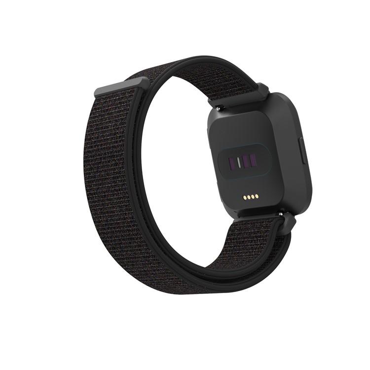 Velcro Closure Nylon Watch Band Replacement for Fitbit Versa - Matte Black-5
