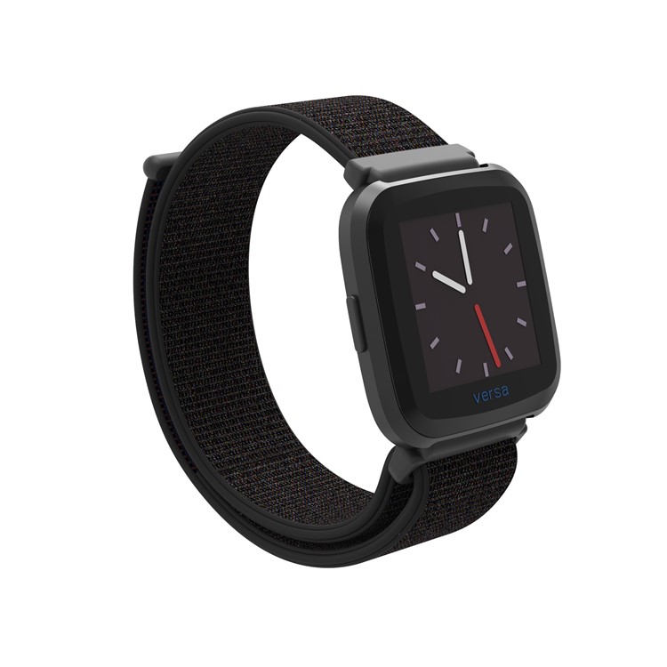 Velcro Closure Nylon Watch Band Replacement for Fitbit Versa - Matte Black-6