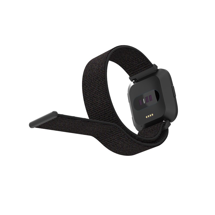 Velcro Closure Nylon Watch Band Replacement for Fitbit Versa - Matte Black-9