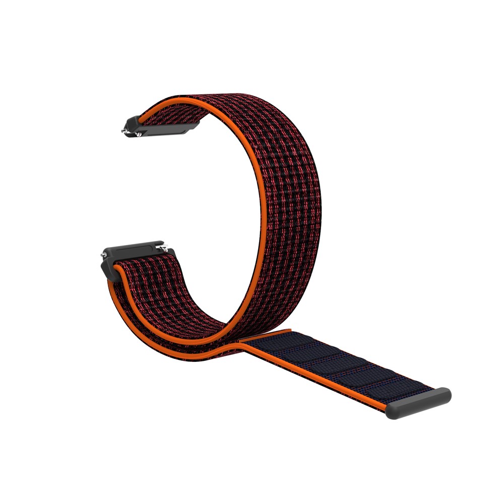 Velcro Closure Nylon Watch Strap Replacement for Fitbit Versa - Black / Red-11