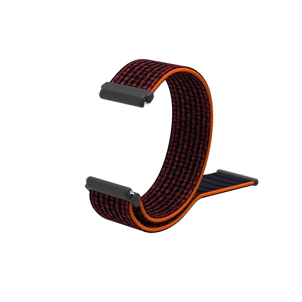 Velcro Closure Nylon Watch Strap Replacement for Fitbit Versa - Black / Red-12
