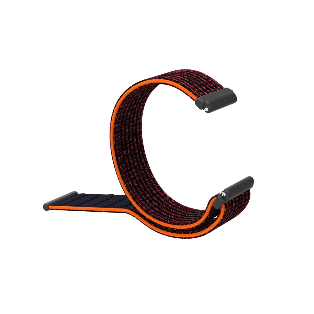 Velcro Closure Nylon Watch Strap Replacement for Fitbit Versa - Black / Red-13