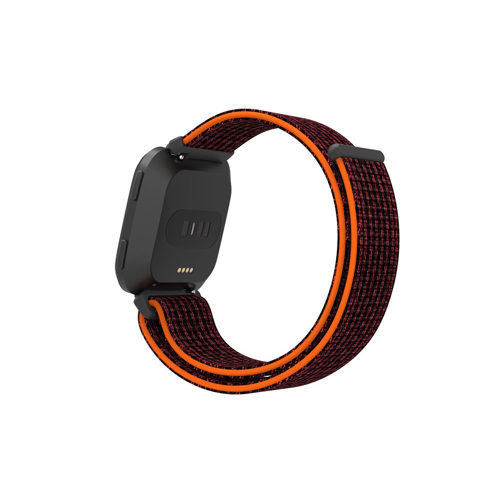 Velcro Closure Nylon Watch Strap Replacement for Fitbit Versa - Black / Red-6