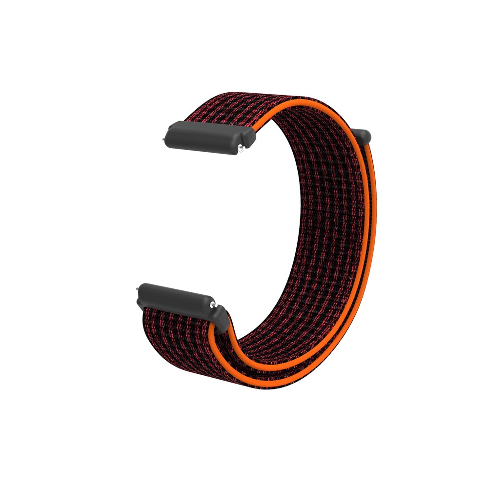 Velcro Closure Nylon Watch Strap Replacement for Fitbit Versa - Black / Red-8