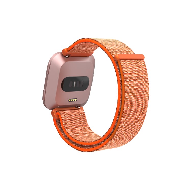 Velcro Closure Nylon Wristwatch Band Replacement for Fitbit Versa - Orange-10