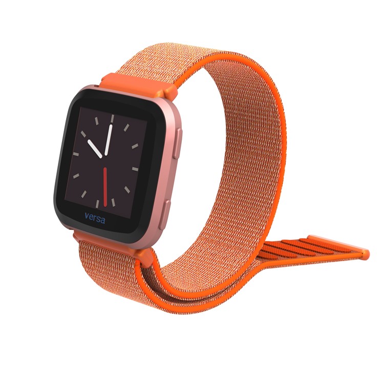 Velcro Closure Nylon Wristwatch Band Replacement for Fitbit Versa - Orange-11