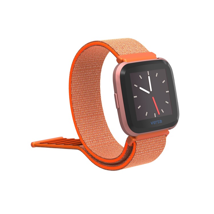 Velcro Closure Nylon Wristwatch Band Replacement for Fitbit Versa - Orange-2