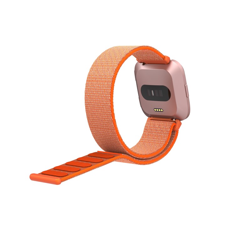 Velcro Closure Nylon Wristwatch Band Replacement for Fitbit Versa - Orange-3