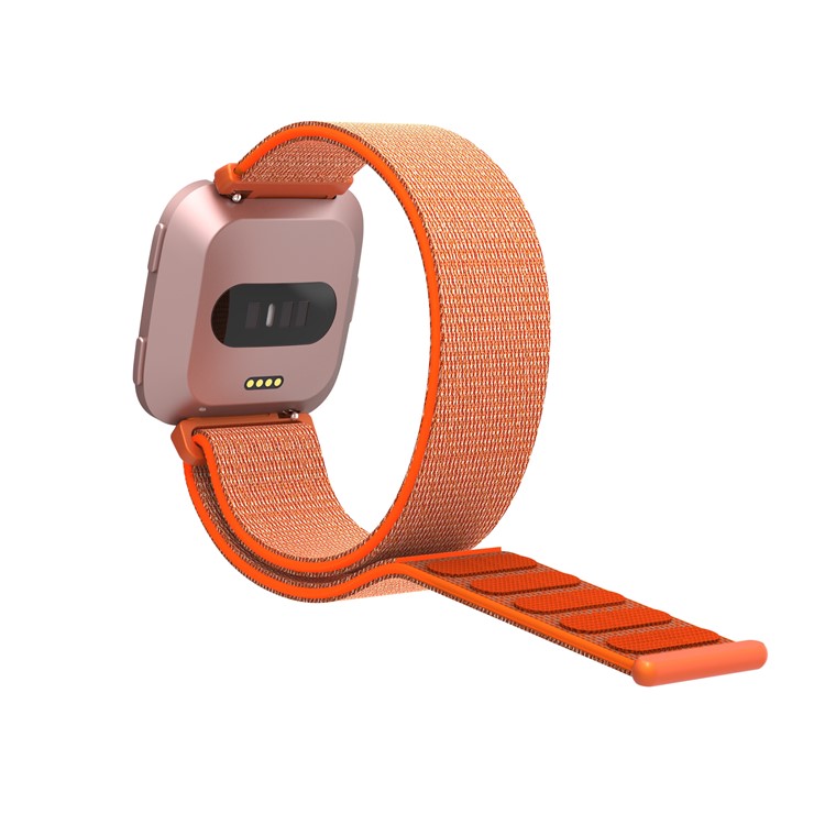 Velcro Closure Nylon Wristwatch Band Replacement for Fitbit Versa - Orange-4