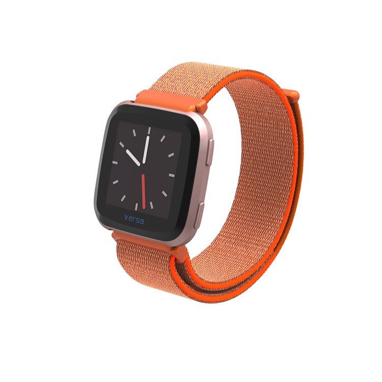 Velcro Closure Nylon Wristwatch Band Replacement for Fitbit Versa - Orange-7