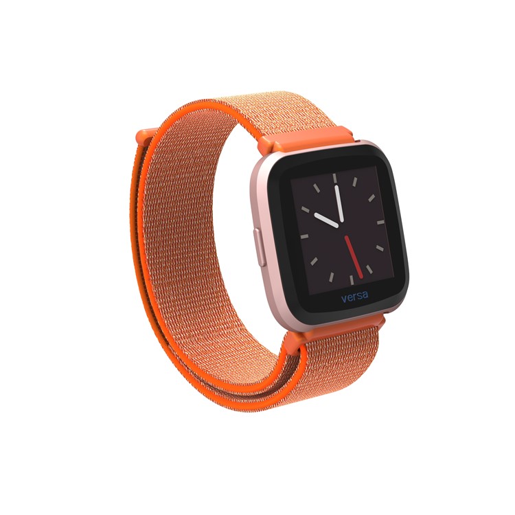 Velcro Closure Nylon Wristwatch Band Replacement for Fitbit Versa - Orange-8