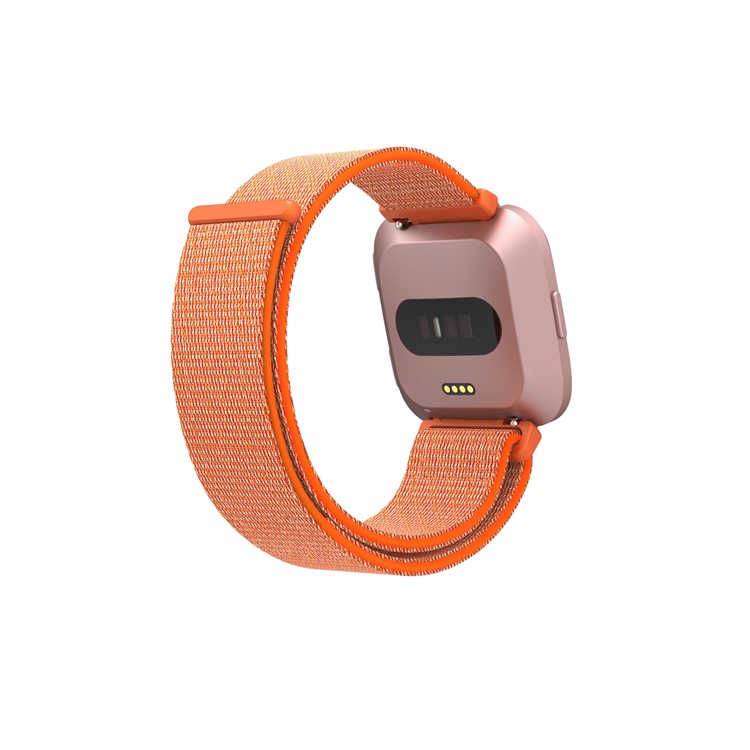 Velcro Closure Nylon Wristwatch Band Replacement for Fitbit Versa - Orange-9