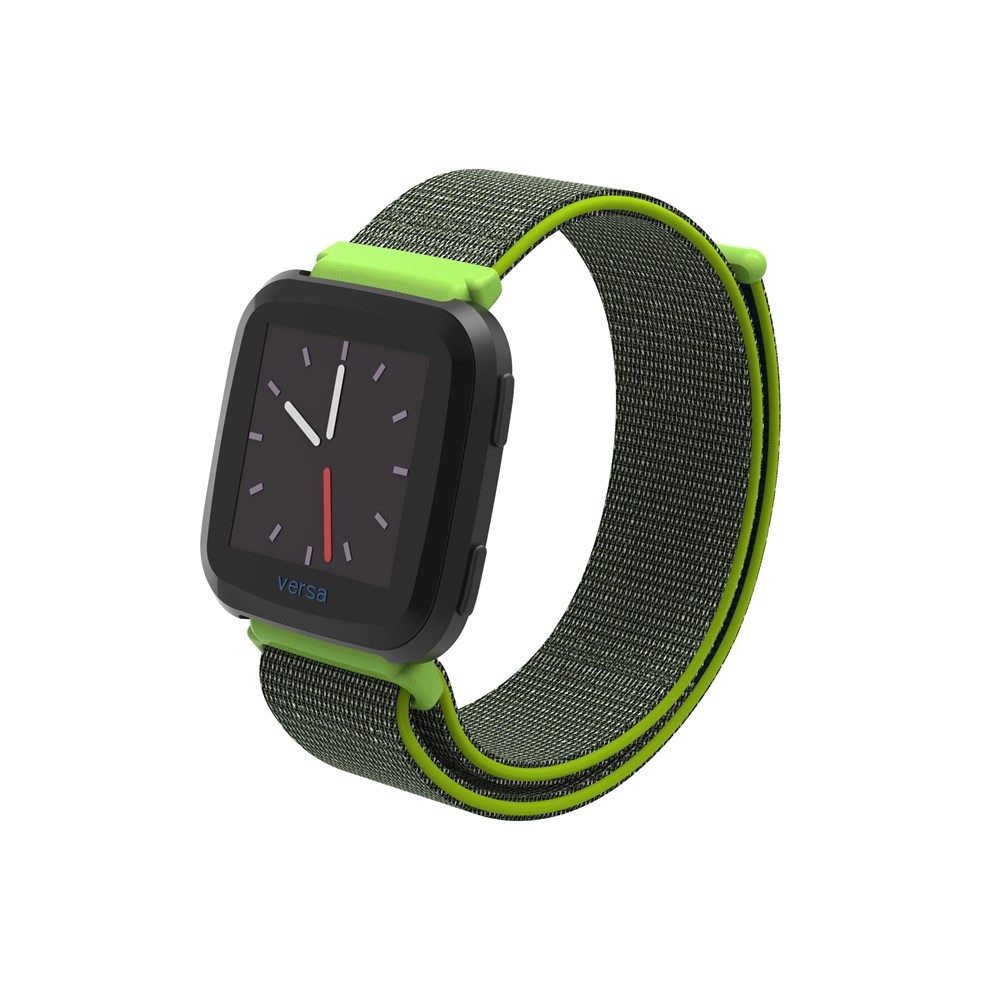 Velcro Closure Nylon Wristwatch Strap Replacement for Fitbit Versa - Yellowgreen-3