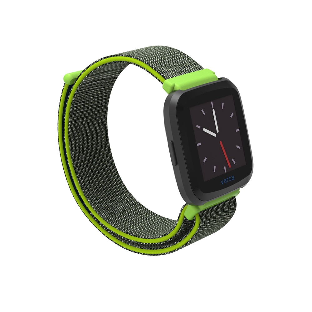 Velcro Closure Nylon Wristwatch Strap Replacement for Fitbit Versa - Yellowgreen-4