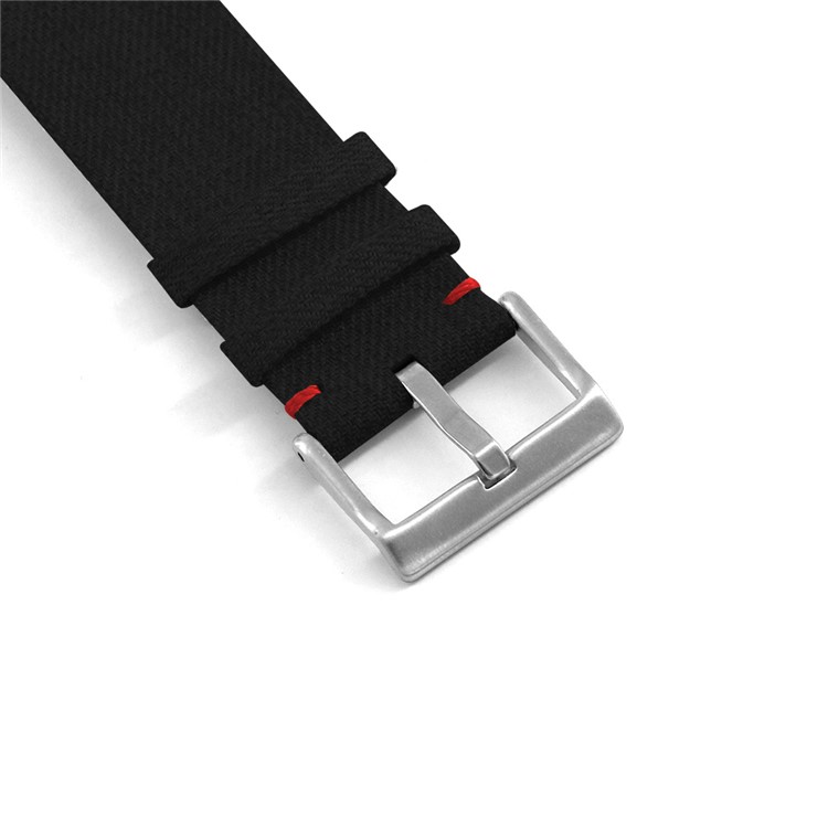 Classic Buckle Canvas Watch Band with Spring Bar for Fitbit Versa - Black-5