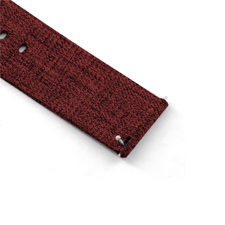 Classic Buckle Canvas Watch Band Replacement with Spring Bar for Fitbit Versa - Red-5