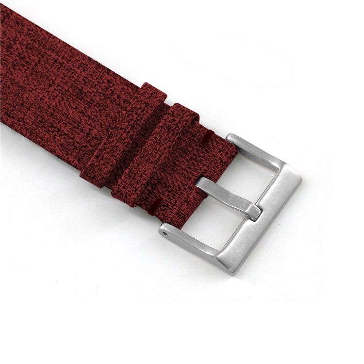 Classic Buckle Canvas Watch Band Replacement with Spring Bar for Fitbit Versa - Red-6