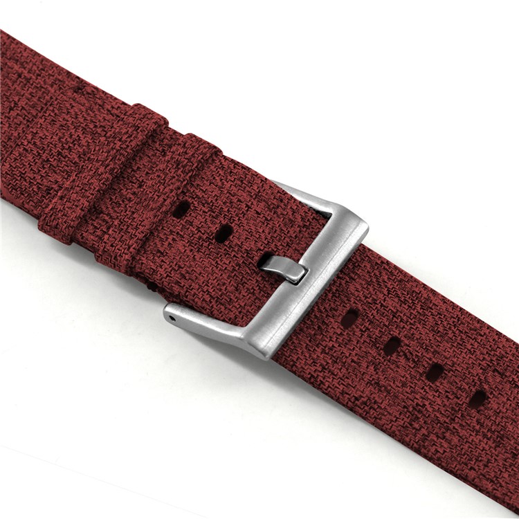 Classic Buckle Canvas Watch Band Replacement with Spring Bar for Fitbit Versa - Red-8