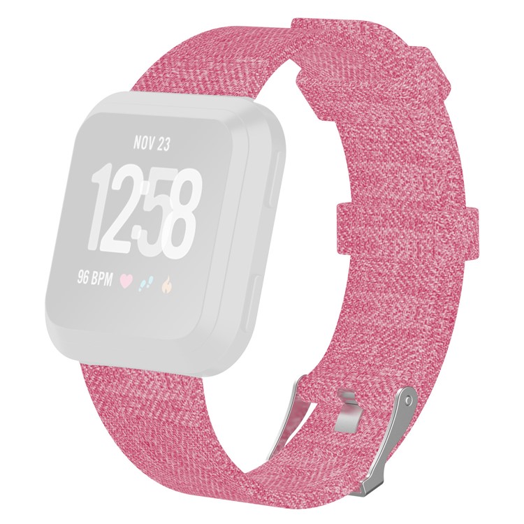 Classic Buckle Canvas Watch Strap Replacement with Spring Bar for Fitbit Versa - Pink-1