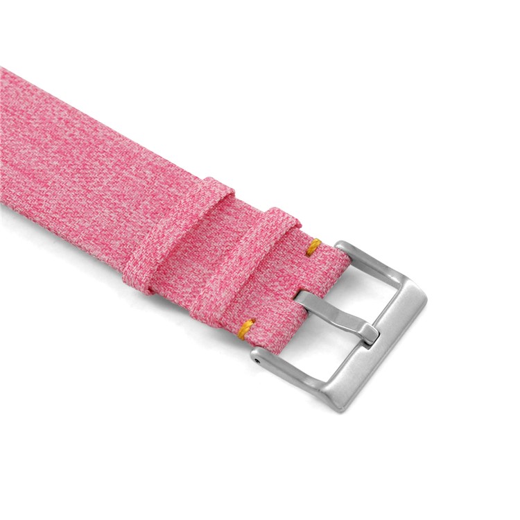 Classic Buckle Canvas Watch Strap Replacement with Spring Bar for Fitbit Versa - Pink-6
