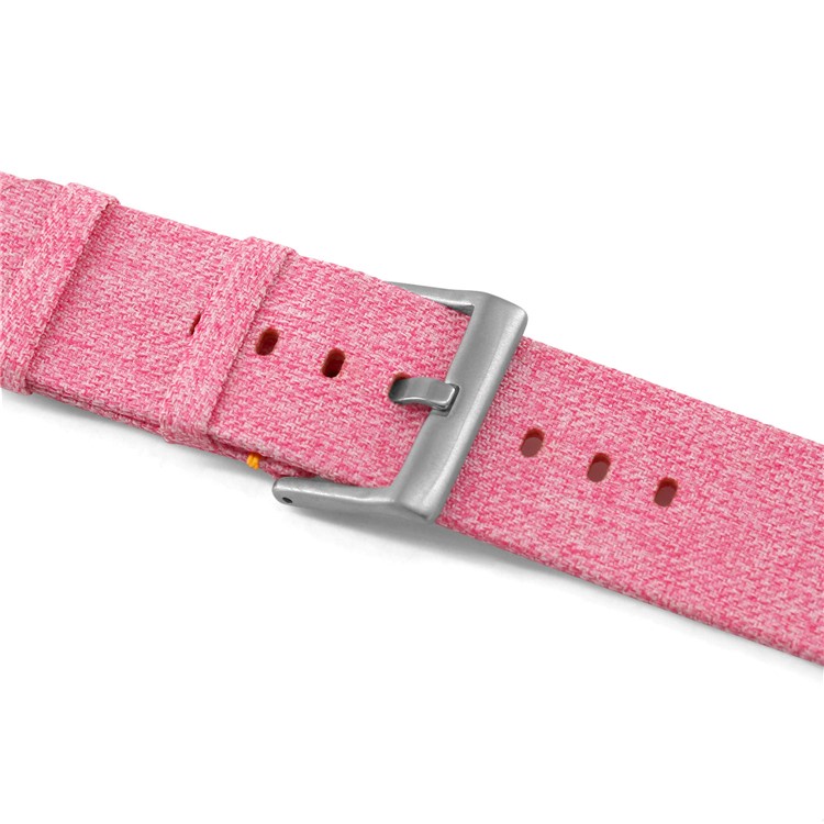 Classic Buckle Canvas Watch Strap Replacement with Spring Bar for Fitbit Versa - Pink-7