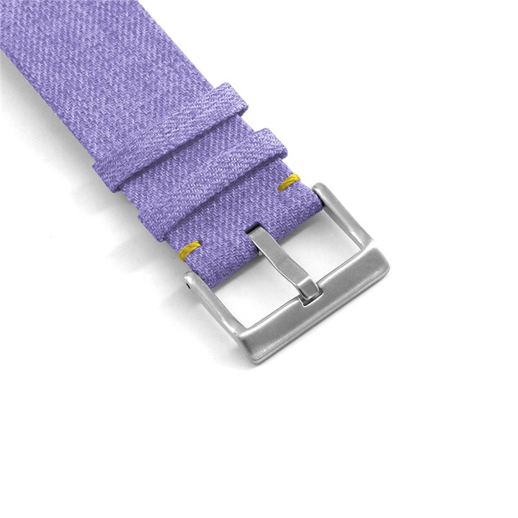 Classic Buckle Canvas Adjustable Watch Band with Spring Bar for Fitbit Versa - Purple-5