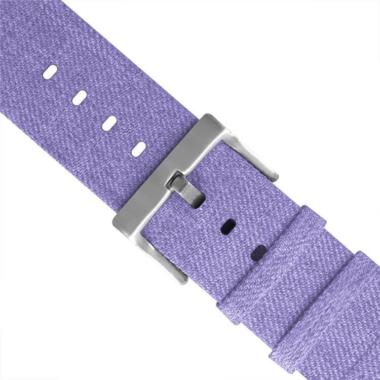 Classic Buckle Canvas Adjustable Watch Band with Spring Bar for Fitbit Versa - Purple-7