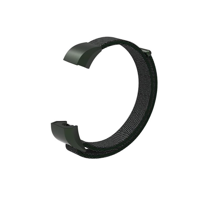 Velcro Closure Nylon Wristwatch Strap Replacement + Connector for Fitbit Alta - Olive Green-1