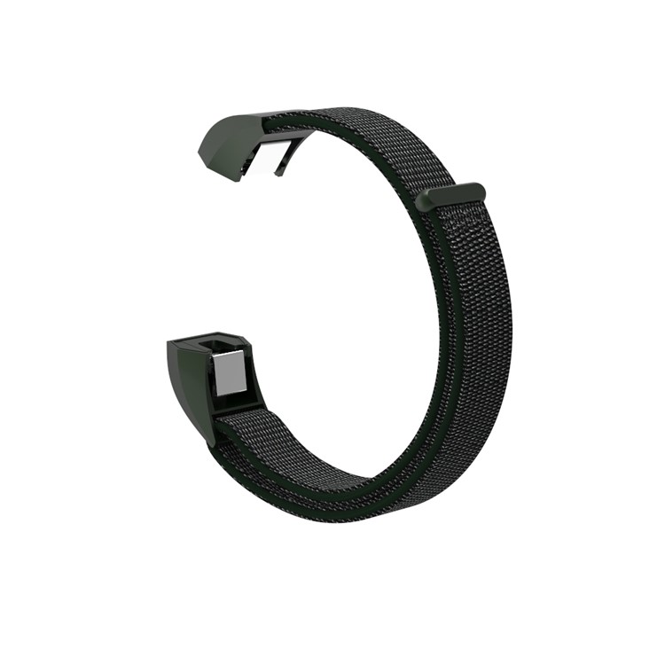 Velcro Closure Nylon Wristwatch Strap Replacement + Connector for Fitbit Alta - Olive Green-5