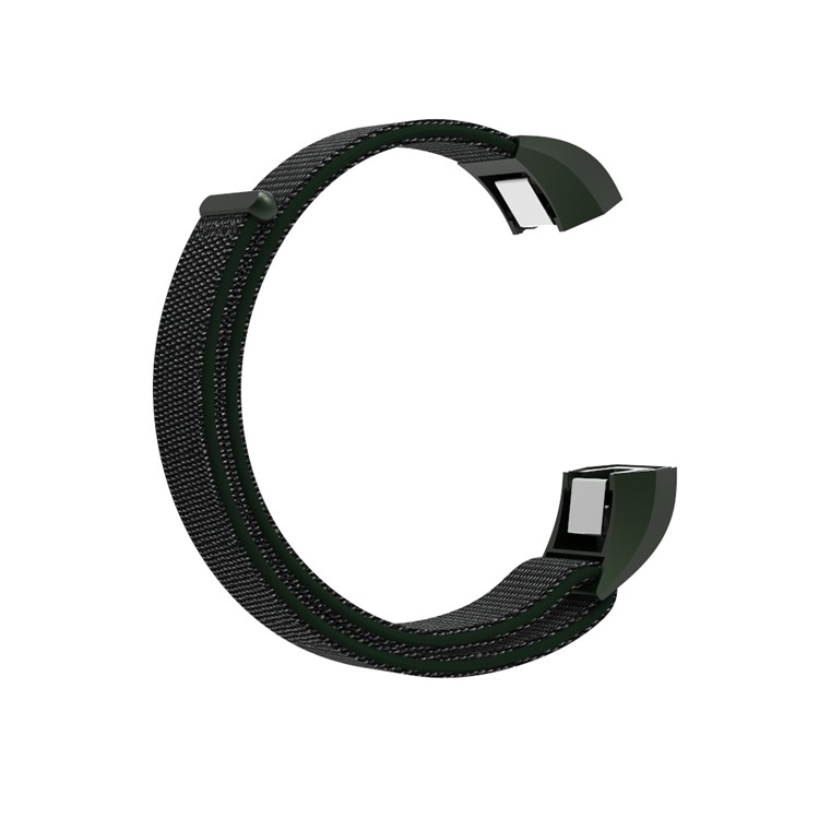 Velcro Closure Nylon Wristwatch Strap Replacement + Connector for Fitbit Alta - Olive Green-6
