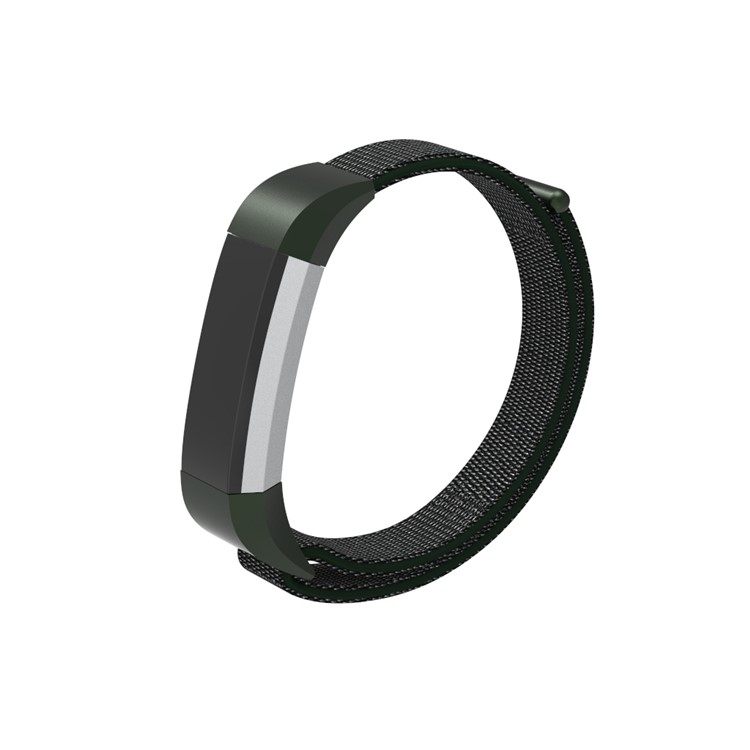 Velcro Closure Nylon Wristwatch Strap Replacement + Connector for Fitbit Alta - Olive Green-7