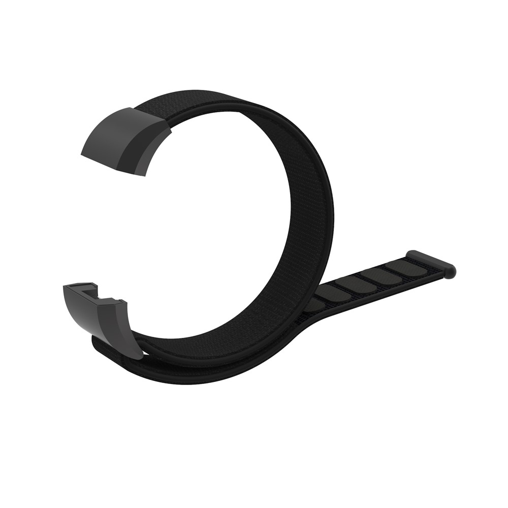 Velcro Closure Flexible Nylon Watch Band + Connector for Fitbit Charge 2 - Black-1