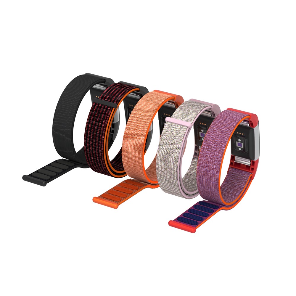 Velcro Closure Flexible Nylon Watch Band + Connector for Fitbit Charge 2 - Black-10