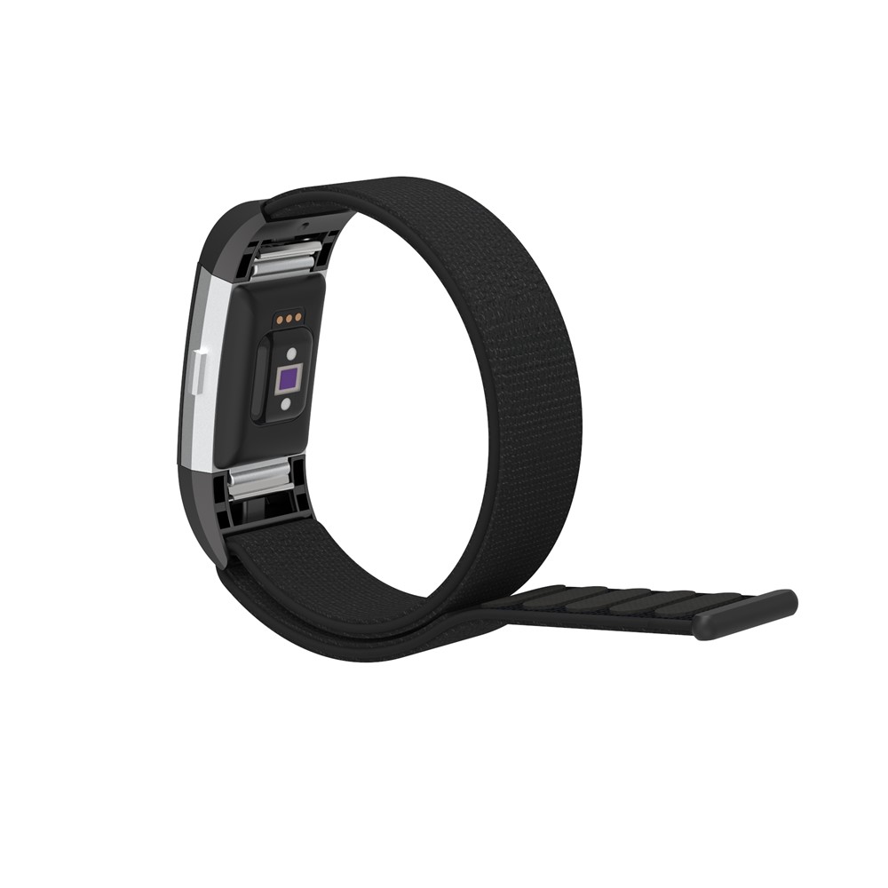 Velcro Closure Flexible Nylon Watch Band + Connector for Fitbit Charge 2 - Black-4